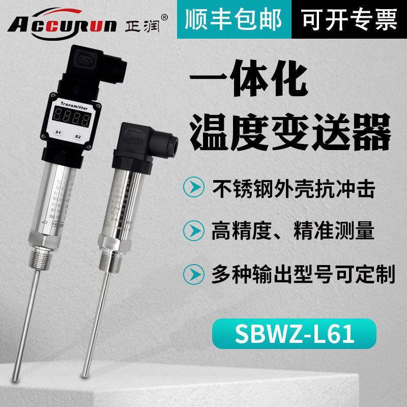 正润仪表数显热电阻插入式温度传感器赫斯曼一体温度变送器