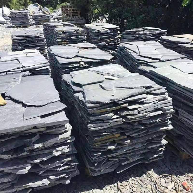 青石板板碎拼石不规则锈色乱板园518林铺地文化型石复古青石垫脚