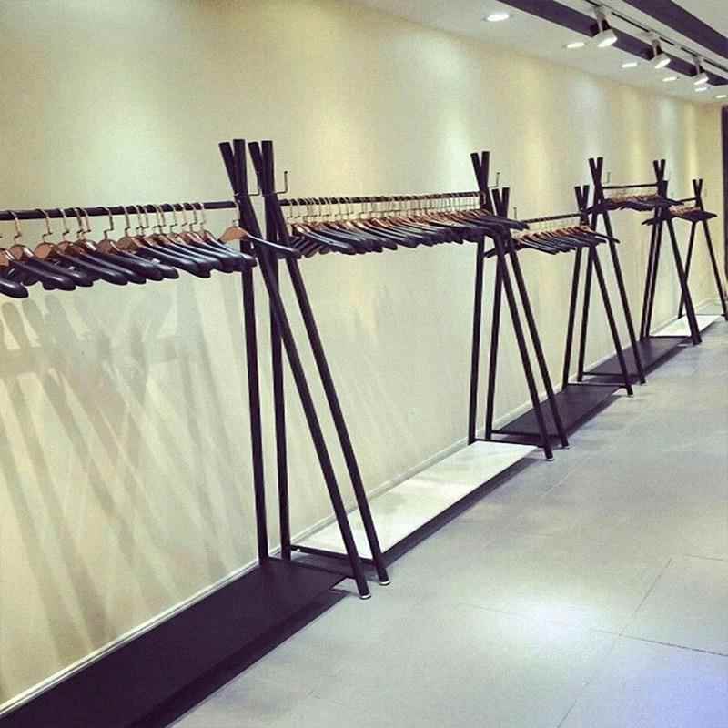 欧式铁艺服装店衣架展示架落地式女装店货架服装架正侧挂衣服架子