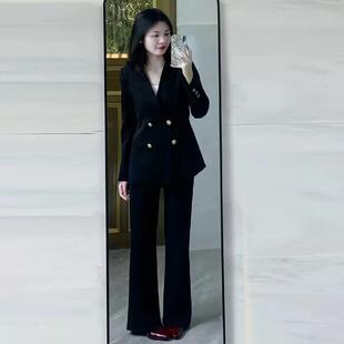 时尚韩版修身洋气显瘦微喇裤高端职业面试西装套装女神范正装上衣
