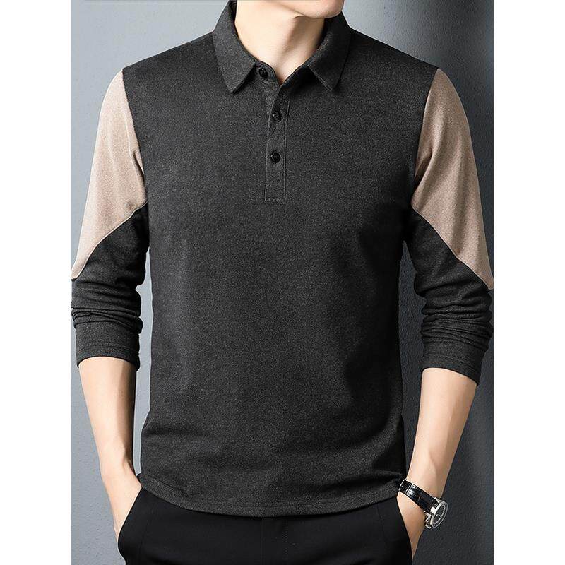 双面绒卫衣男2025春秋薄款高端长袖T恤POLO衫德绒打底体恤衫翻领