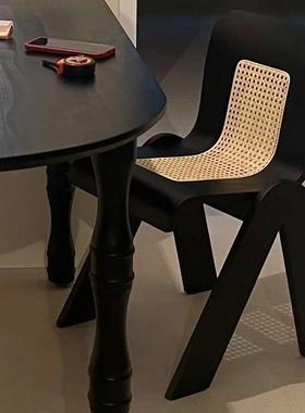 中古轻奢式藤编CPWL椅计设师法家用餐桌椅卧室创妆意休闲梳化妆椅