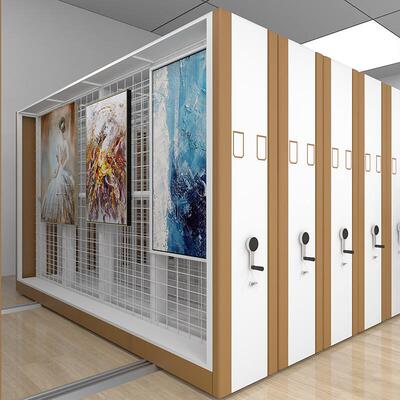 油画密集架智能挂画架移动密集柜柜博物馆画架手摇网格状挂放画柜