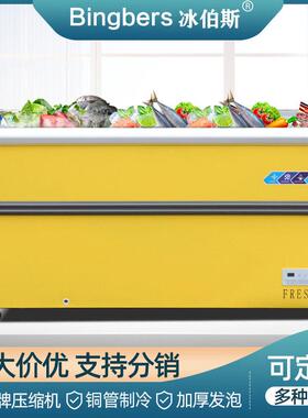 加深岛柜铜管制冷大容量深岛柜肉类海鲜保鲜展示柜商用冷冻柜