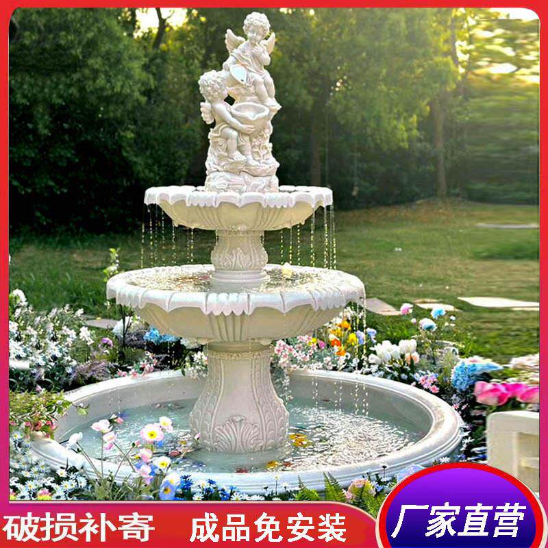 欧式庭院装饰流水喷泉婚庆许愿 池别墅花园露台鱼池户外园林摆件