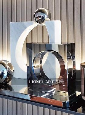 如是艺术摆K9水晶理天然大石MUD雕客厅玄关书柜装饰摆件塑乔迁礼