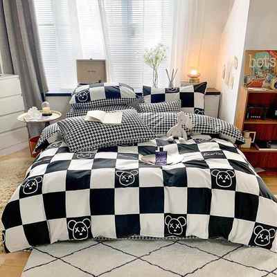 正品ins北欧风四件套全棉纯被套床棉单女床笠网少心红床上用品三