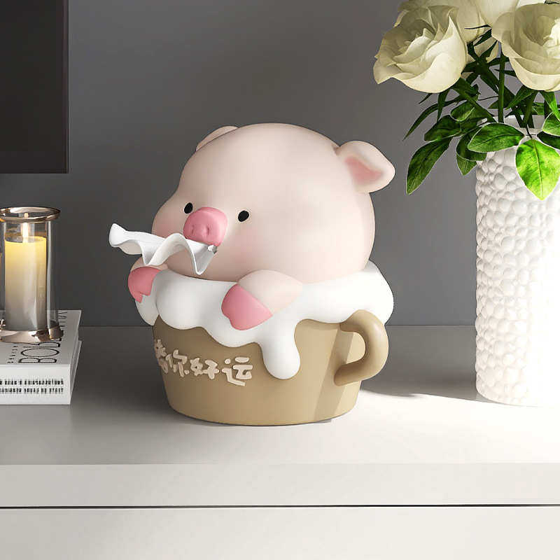 家用猪收纳盒茶几实用纸巾餐巾纸奶油抽客厅风摆件创意纸盒酒柜盒