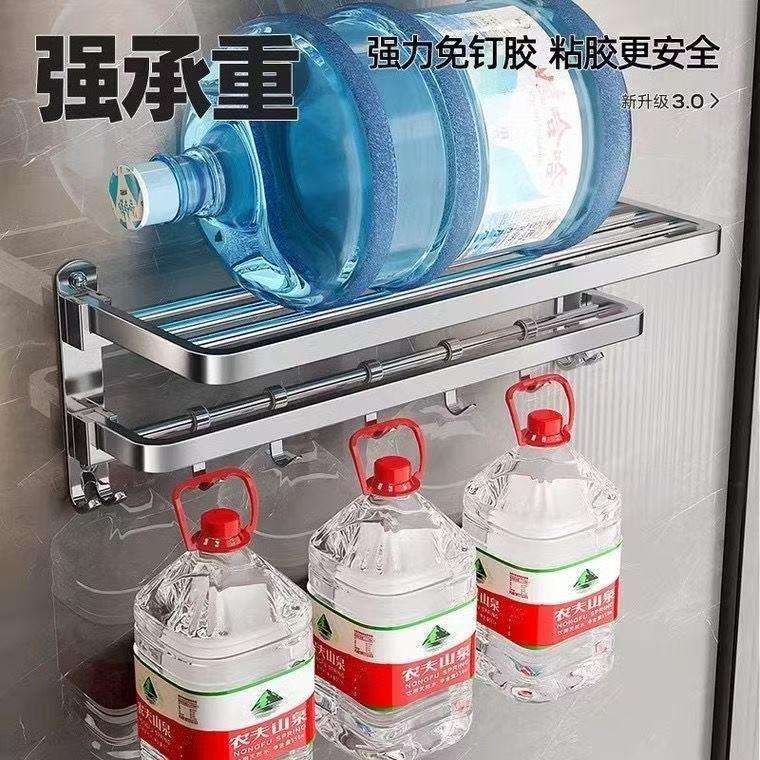 304不锈钢双折叠卫生间浴巾架浴室置物架酒店厕所毛巾挂架收纳架