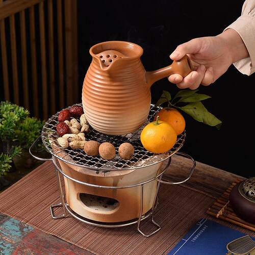 黄釉围炉罐罐煮茶器户外露营打边炉碳炉复古围炉煮茶套装厂家直销