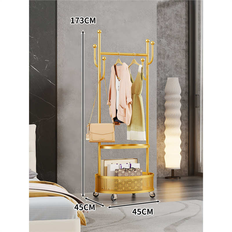 卧室移动可收纳架小型多功能整理房间家用挂衣衣服落地衣帽架