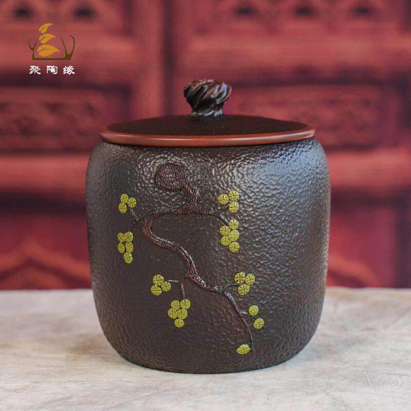 建水紫陶茶叶罐陶瓷家用密封罐散茶罐储存普洱茶醒茶罐精品高端小