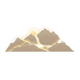 饰画轻奢大气沙发背景墙挂画金山发光高级感壁灯画 背有靠山客厅装