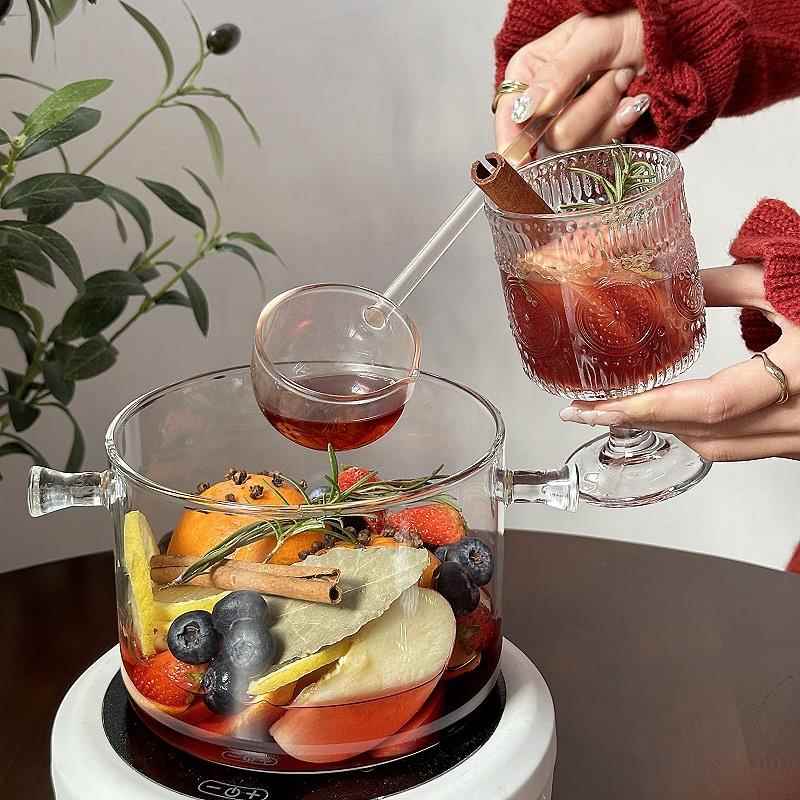 透明煮热红酒锅围炉煮茶壶耐高温炖锅水果花茶明火电陶炉玻璃煮锅