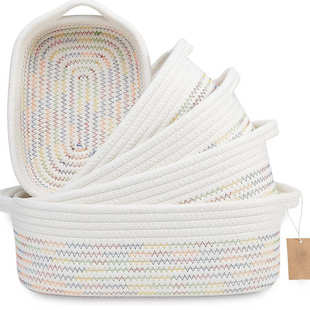 工厂直销北欧ins风五件套棉绳收纳篮棉绳编织置物篮家用置物篮