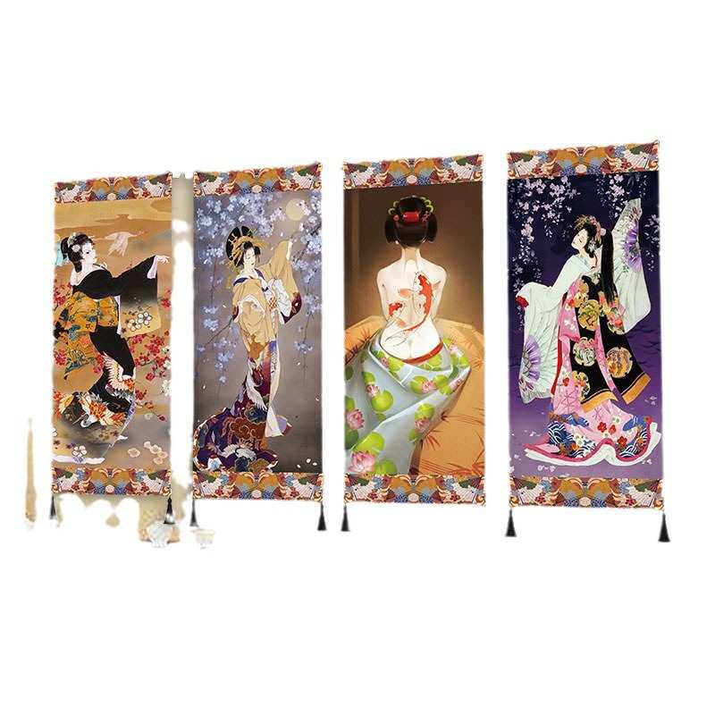 背景挂画墙壁玄关和店铺仕女图艺日式画床头布卧室风装饰画浮世绘