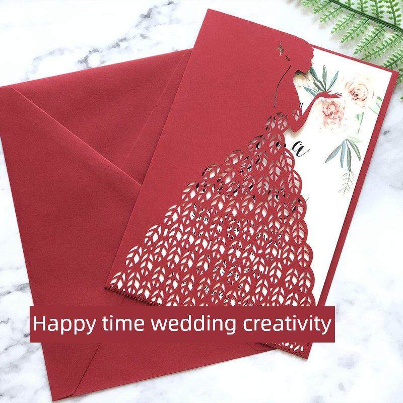 50套欧式请帖结婚2020婚礼请柬定制喜帖创意镂空邀请涵喜卡