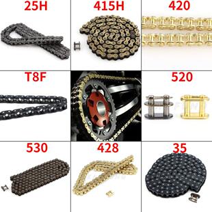 摩托车链条25H T8F 415H 420 428 520 530加厚金色镀铜单双排链扣