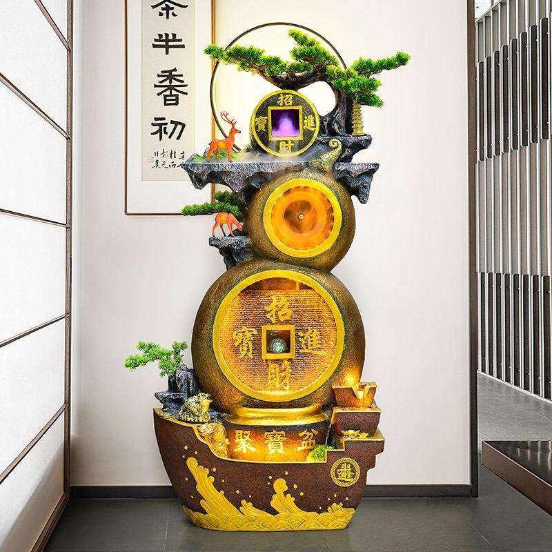 葫芦流水摆件假山喷泉中式禅意家居客厅庭院办公室开业招财装饰品