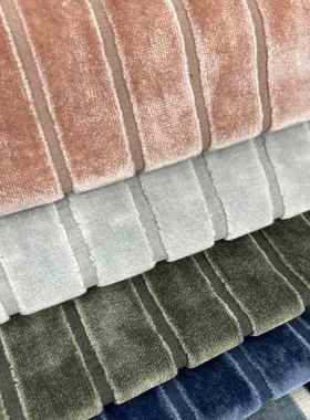 门幅140cm割绒粉色蓝色墨绿色单色纯色条纹条子样板房割绒沙发布