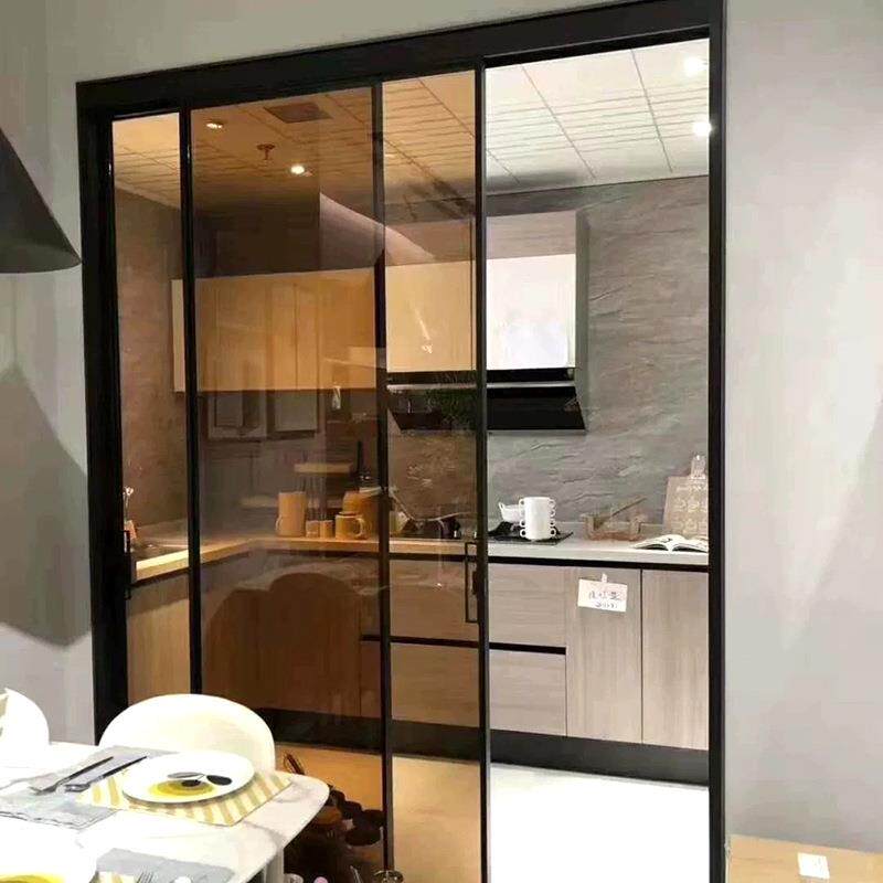 铝合金窄边隔断门 厨房客厅极窄推拉门钢化玻璃钛镁合金阳台门