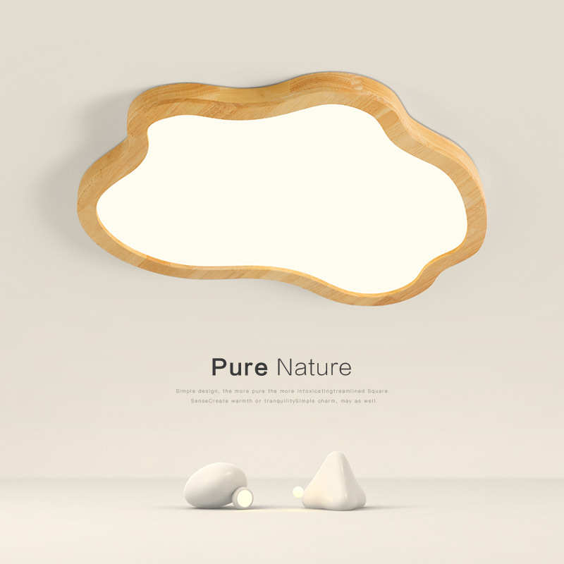 卧室灯超薄led吸顶灯北欧原木风灯具简约现代温馨儿童房间云朵灯