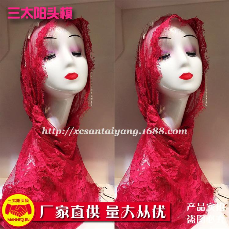 新款直销假发模特头女头模假人头白色抽象艺术模型道具帽子围巾饰