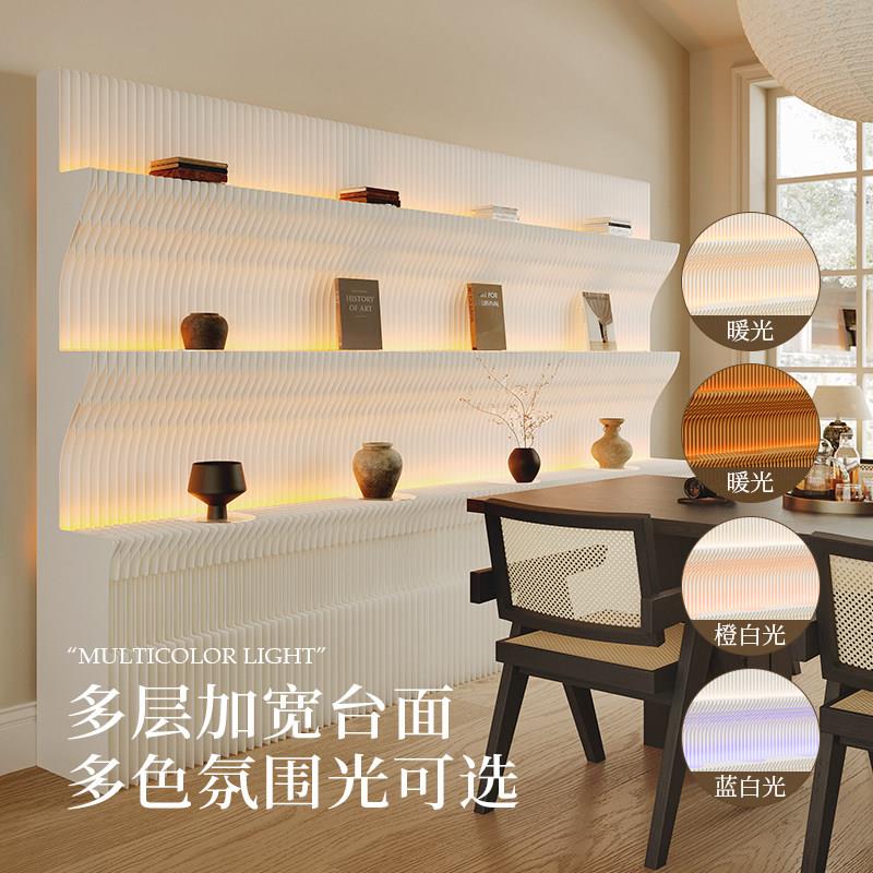 屏风发隔断背景墙办挡板公可折叠动置物架轻枝移纸墙光屏风