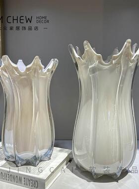 高级轻奢白色艺术琉璃花瓶家居办公室高档装饰品样板间创意装饰品