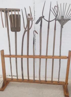 老物件民俗怀旧农具手工提篮风车米斗手推车木犁牛套复古摆件道具