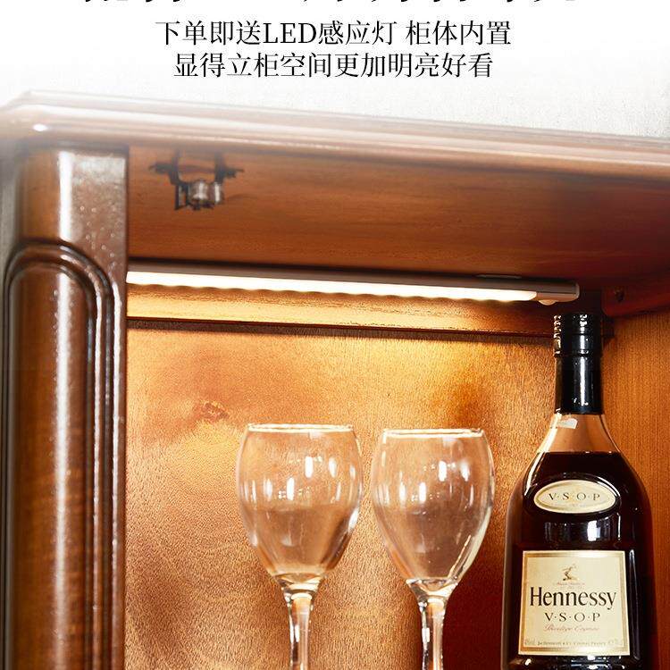 美式酒柜欧式实木玻璃小茶水柜新中式复古客厅电视边柜展示柜家用