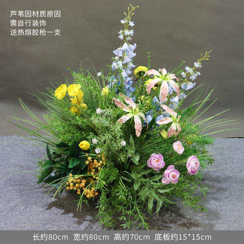 森系婚礼盆花婚庆布置装饰花艺路引地排花户外绿植仿真绿色绢花