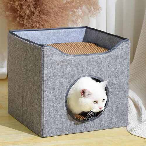猫窝冬季保暖可折叠全封闭宠物窝圆形多层四季通用大号可拆洗猫屋