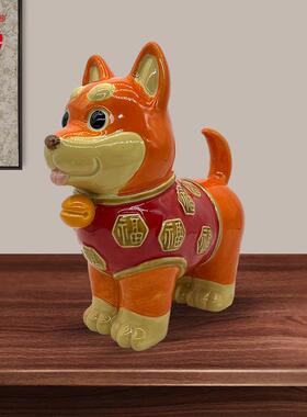 美陶 《招财狗》石湾公仔 十二生肖一套可爱生肖存钱罐陶瓷小摆设