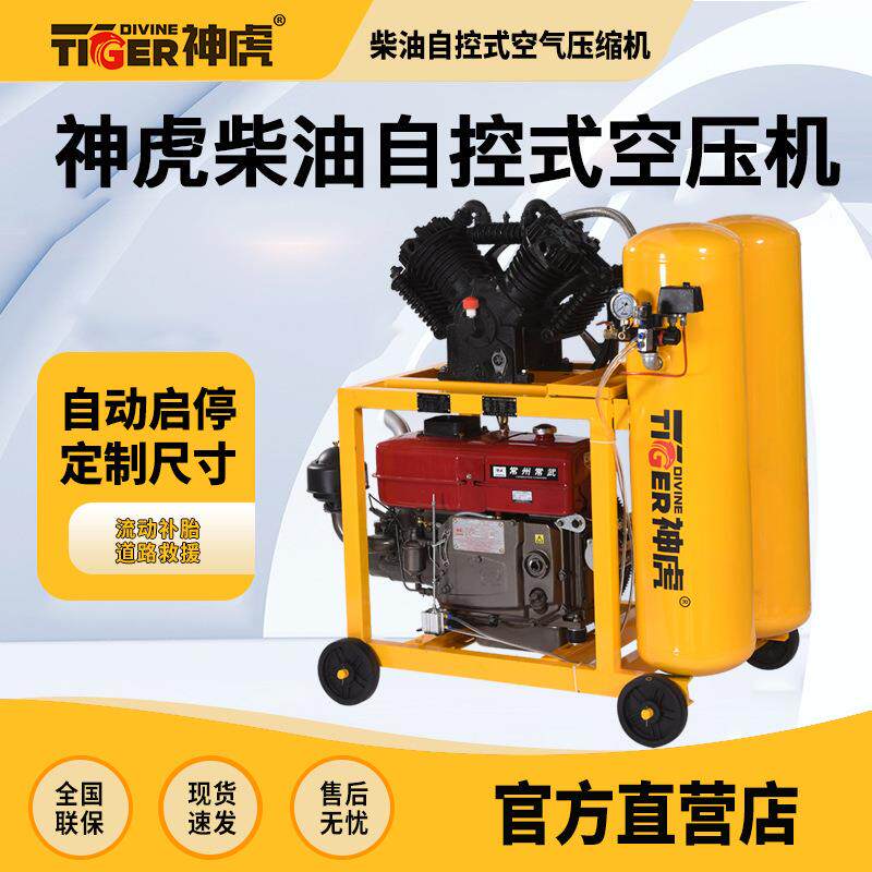 柴油自控式空压机可移动补胎空压机16kg高压打气泵空气压缩空压机