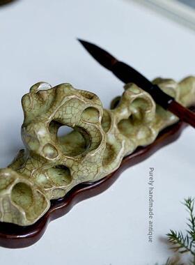 新中国风太湖石古董桌面摆件山笔筒茶道摆件书房茶席书房笔筒礼品