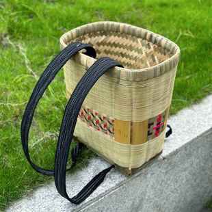 云南大理背篓精编双层竹背篓手工竹编家用四川背篼买菜竹筐拍照