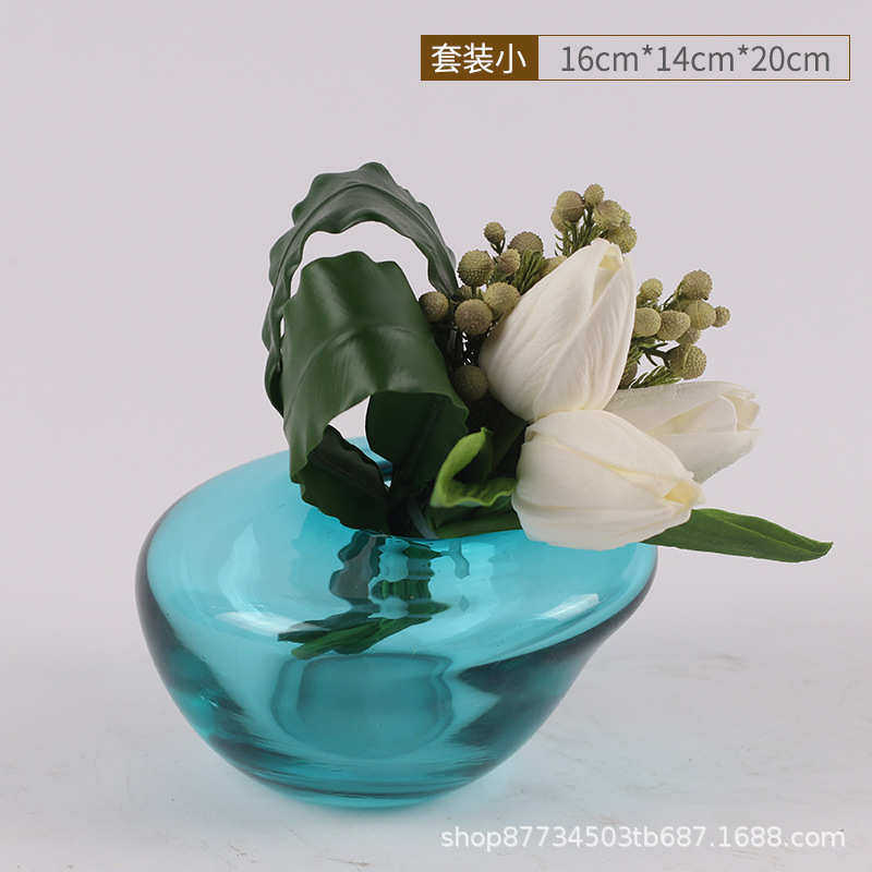 现代所装会客厅玻璃花软家居装饰简约花艺仿真酒店样板房摆件套装