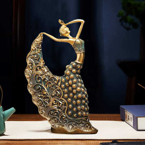 创意轻奢桌面舞女摆件家居样板间客厅软装装饰品树脂工艺品摆饰