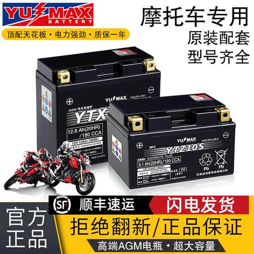 12V通用汤浅猛狮YTX12-BS YTZ14S凯越川崎Z400哈雷凯越机车电瓶