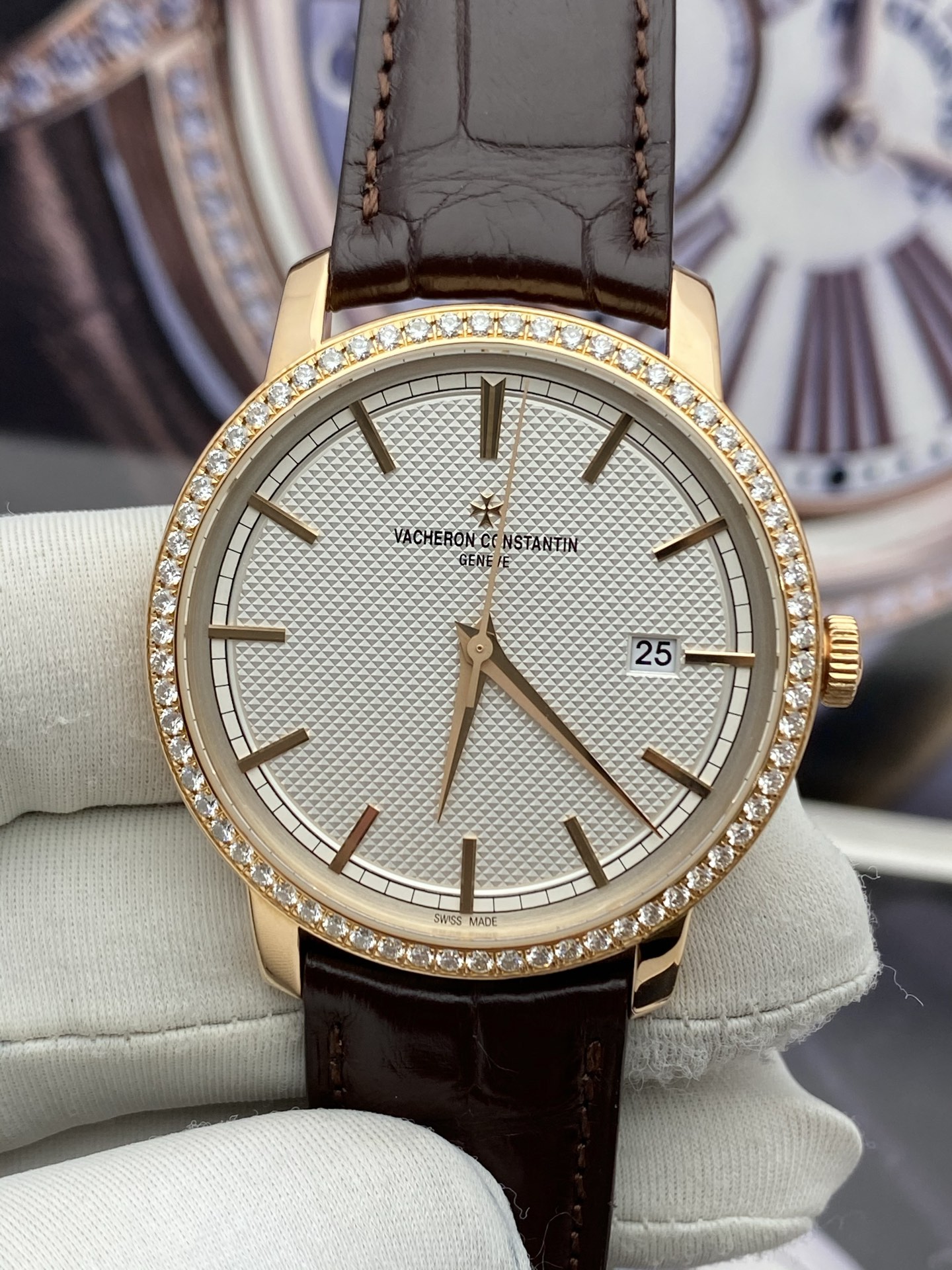 [9.8新]江诗丹顿传袭系列手表男玫瑰金原镶钻自动机械男款表85520