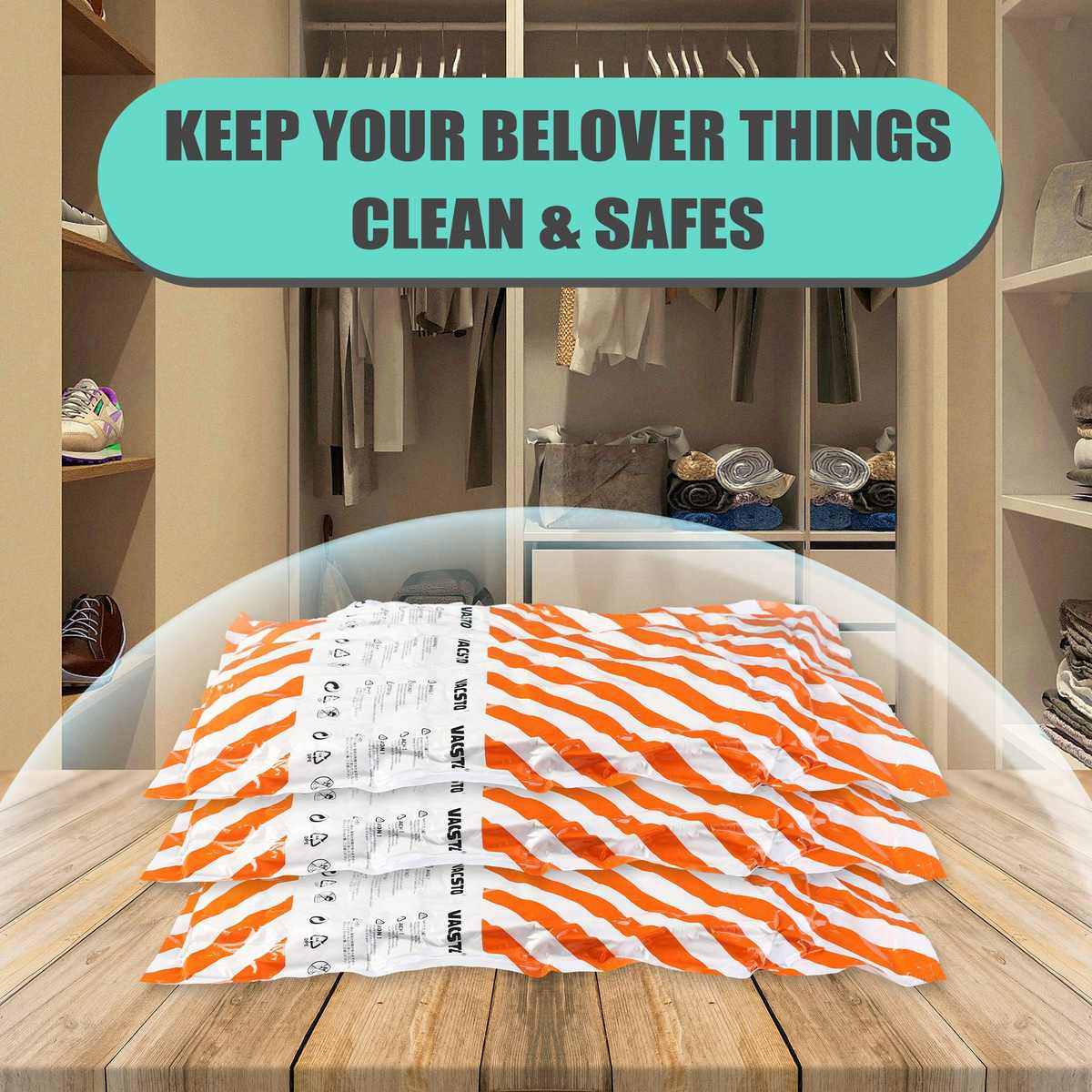 超大号真空压缩袋4个装130X100CM尼龙材质 橙色条纹图热销,收纳整理,杂物压缩袋,淘宝优惠券,粉丝福利购,淘宝优惠卷