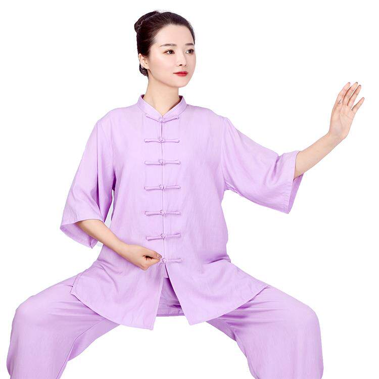 正品宏棉麻太情极服女中老年男健身练功服春长袖武术太极拳服表秋