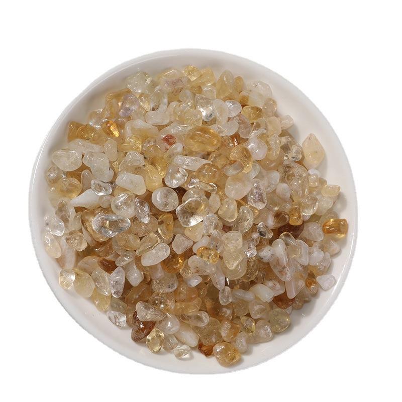 天然巴西黄水晶碎石碎石摆件鱼缸彩石子小石头花盆铺面