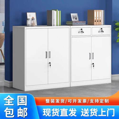 二斗矮柜铁皮文件柜办公室资料置物收纳工具带锁家用小柜子收纳柜
