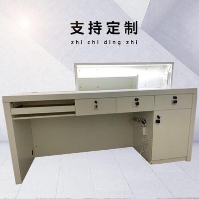 工作台手机卡灯箱木质柜台玻璃台软膜布桌子维修接待桌新款收银台