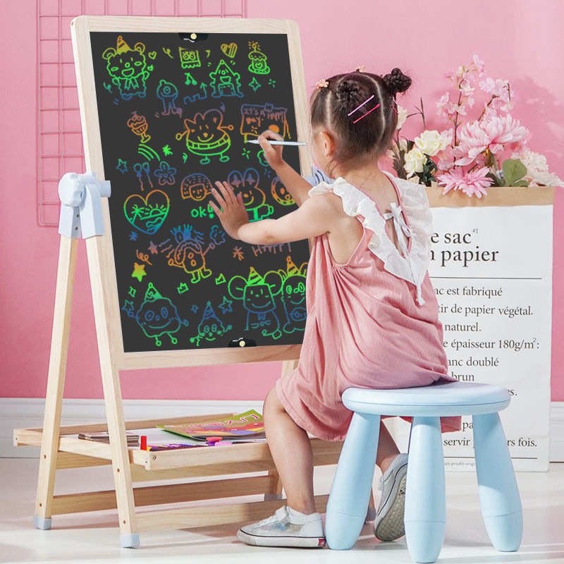 新品26寸实木支架液晶手写板可磁吸可充电儿童家用 LCD电子小黑板