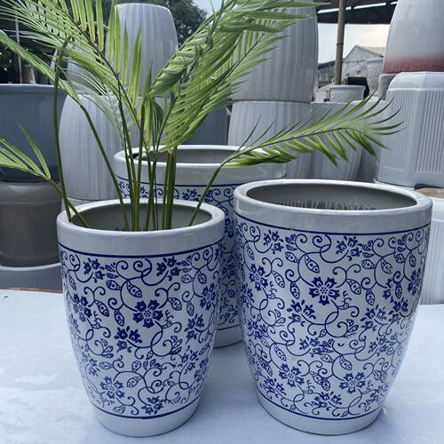 青花瓷钱树花盆陶瓷创意大型植树个性化客厅落地式花盆高