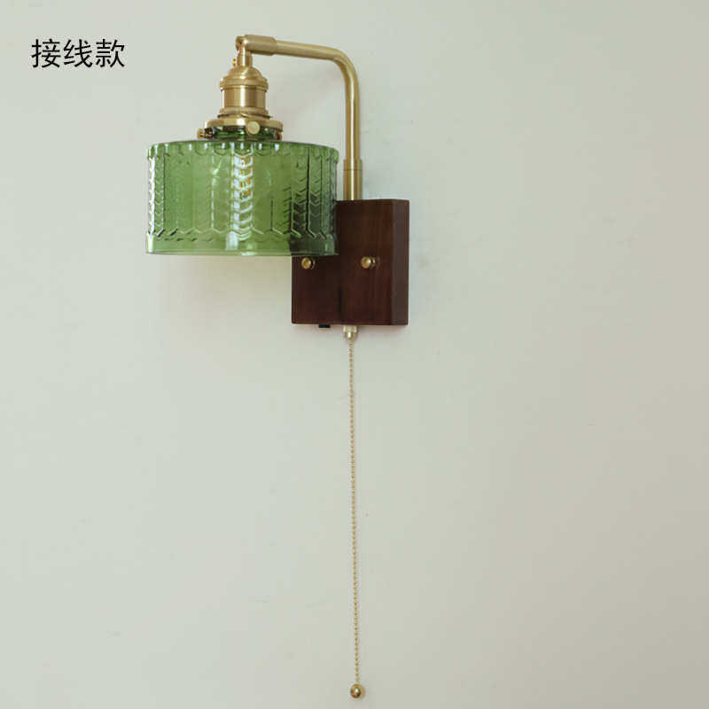 床头客厅书房壁灯壁灯墙卧室美式楼梯复古背景灯胡桃木复古日式