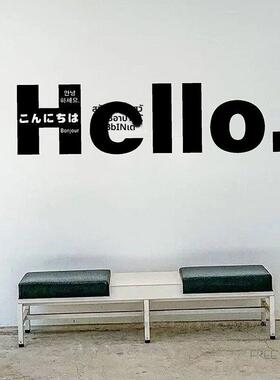 hello各国文字墙贴镜子拍照装饰ins风服装奶茶咖啡店玻璃门贴纸